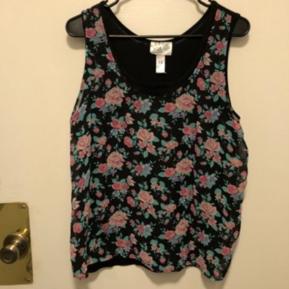 Black Tank With Sheer Overlay